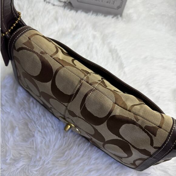 Vintage COACH y2k Brown Signature Canvas Jacquard Ergo Shoulder Bag - Picture 3 of 12